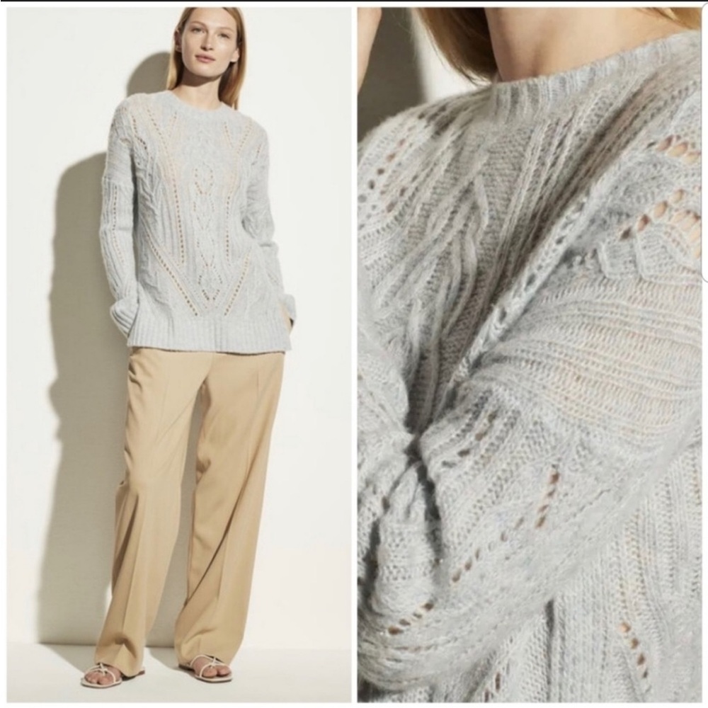 Vince Cable Knit Sweater Merino Wool Cashmere Ice Blue Small